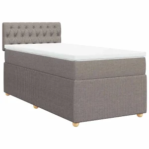 Boxspring met matras stof taupe 90×200 cm Boxspring met matras stof taupe 90×200 cm