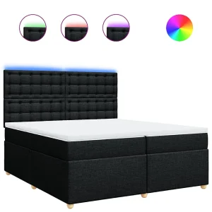 Boxspring met matras stof zwart 200×200 cm Boxspring met matras stof zwart 200×200 cm