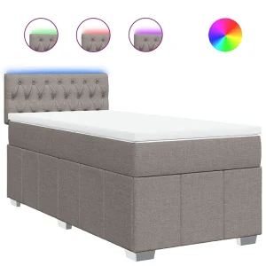 Boxspring met matras stof taupe 80×200 cm