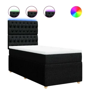 Boxspring met matras stof zwart 80×200 cm Boxspring met matras stof zwart 80×200 cm