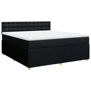 Boxspring met matras stof zwart 180×200 cm