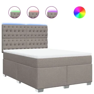 Boxspring met matras stof taupe 140×200 cm Boxspring met matras stof taupe 140×200 cm