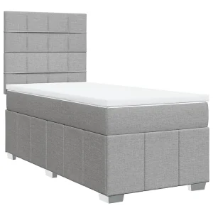 Boxspring met matras stof lichtgrijs 90×200 cm Boxspring met matras stof lichtgrijs 90×200 cm