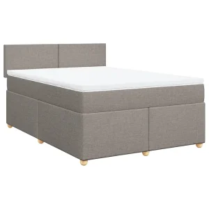 Boxspring met matras stof taupe 140×200 cm