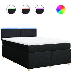 Boxspring met matras stof zwart 160×200 cm Boxspring met matras stof zwart 160×200 cm