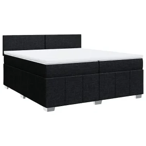 Boxspring met matras stof zwart 200×200 cm