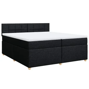 Boxspring met matras stof zwart 200×200 cm