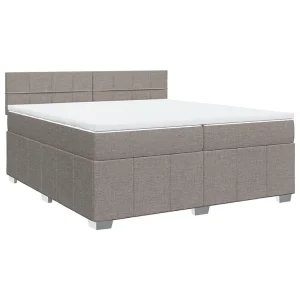 Boxspring met matras stof taupe 200×200 cm