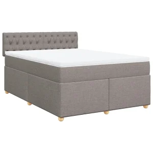 Boxspring met matras stof taupe 140×200 cm