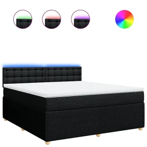 Boxspring met matras stof zwart 180×200 cm