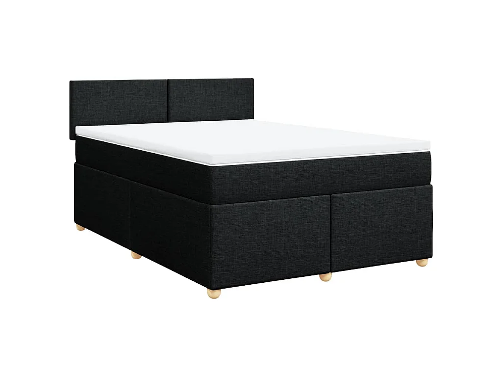 Boxspring met matras stof zwart 140x200 cm