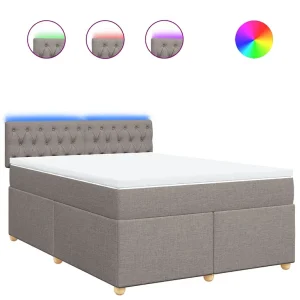 Boxspring met matras stof taupe 140×190 cm
