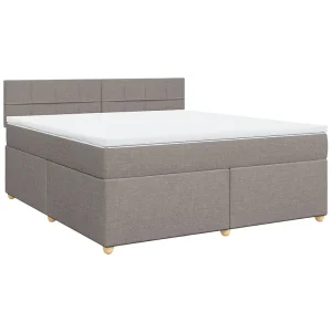 Boxspring met matras stof taupe 180×200 cm