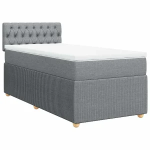Boxspring met matras stof lichtgrijs 90×200 cm Boxspring met matras stof lichtgrijs 90×200 cm