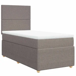 Boxspring met matras stof taupe 80×200 cm Boxspring met matras stof taupe 80×200 cm