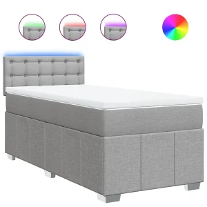 Boxspring met matras stof lichtgrijs 90×200 cm Boxspring met matras stof lichtgrijs 90×200 cm