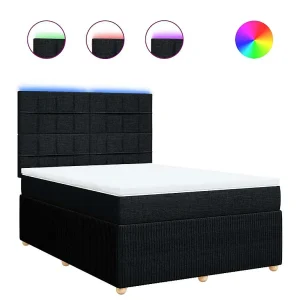Boxspring met matras stof zwart 140×190 cm Boxspring met matras stof zwart 140×190 cm