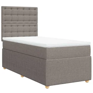 Boxspring met matras stof taupe 100×200 cm