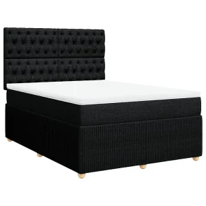 Boxspring met matras stof zwart 140×190 cm Boxspring met matras stof zwart 140×190 cm