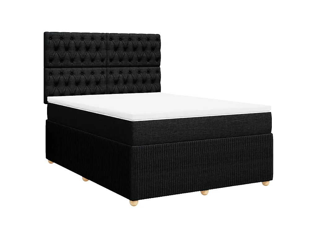 Boxspring met matras stof zwart 140x190 cm