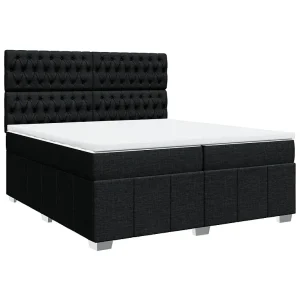 Boxspring met matras stof zwart 200×200 cm