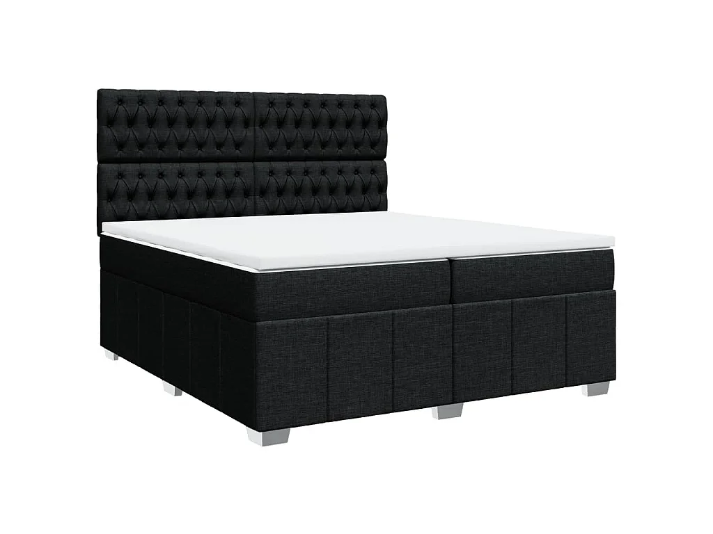 Boxspring met matras stof zwart 200x200 cm