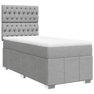 Boxspring met matras stof lichtgrijs 90×200 cm Boxspring met matras stof lichtgrijs 90×200 cm