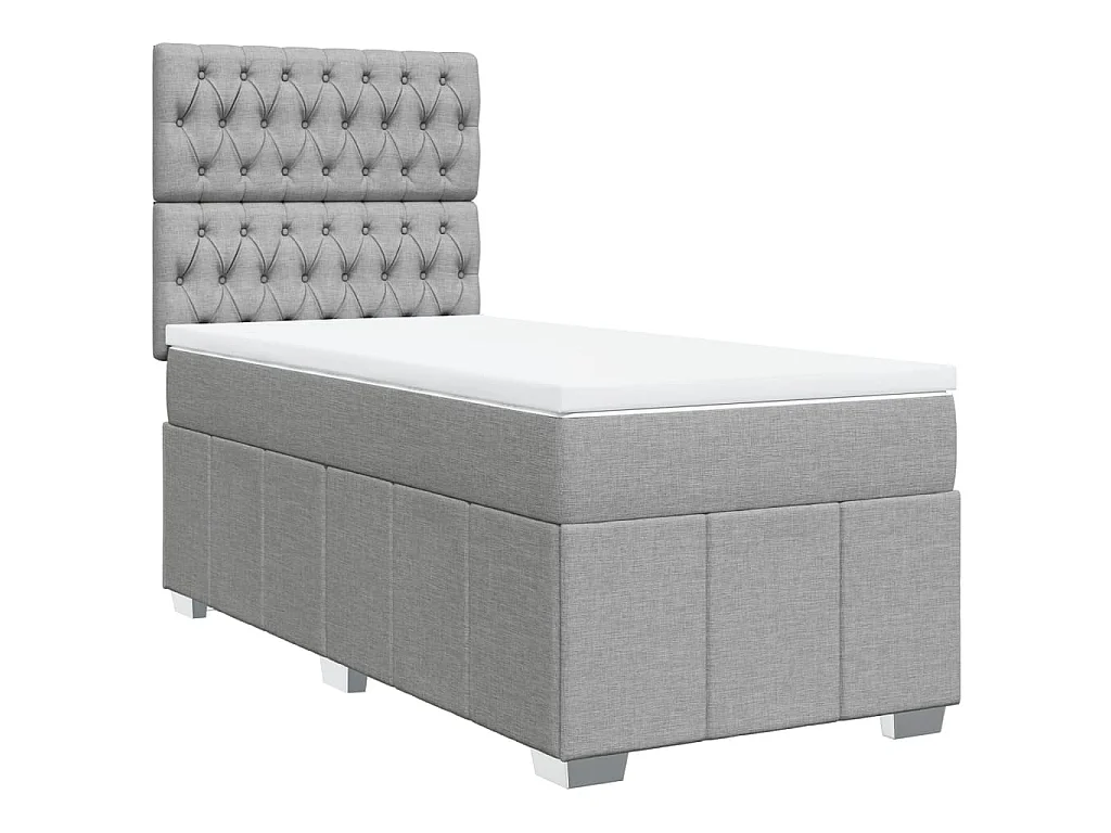 Boxspring met matras stof lichtgrijs 90x200 cm