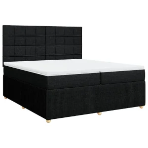 Boxspring met matras stof zwart 200×200 cm Boxspring met matras stof zwart 200×200 cm