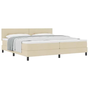 Boxspringbed met matras met hoofdeinde Crème 200 x 200 cm Stof Boxspringbed met matras met hoofdeinde Crème 200 x 200 cm Stof