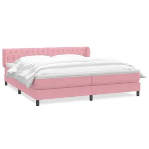 Boxspring met matrassen fluweel roze 180×210 cm Boxspring met matrassen fluweel roze 180×210 cm
