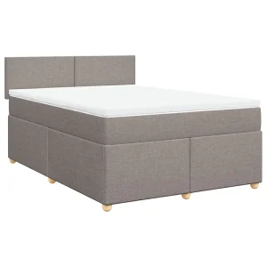 Boxspring met matras stof taupe 140×190 cm