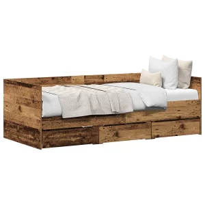 Dagbedframe met lades Oud hout 90 x 190 cm Bewerkt hout Dagbedframe met lades Oud hout 90 x 190 cm Bewerkt hout