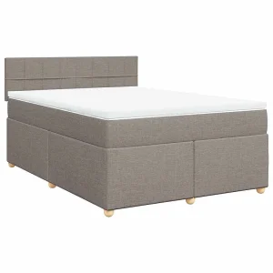 Boxspring met matras stof taupe 140×190 cm