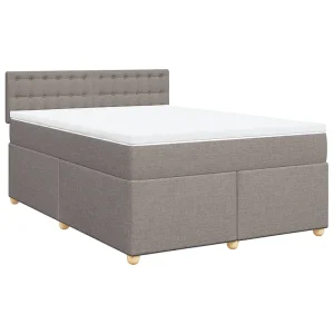 Boxspring met matras stof taupe 140×190 cm