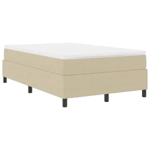 Boxspringbed Lichtgrijs en wit. 120 x 190 cm Katoen Stof