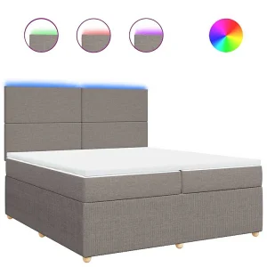 Boxspring met matras stof taupe 200×200 cm Boxspring met matras stof taupe 200×200 cm