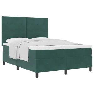 Boxspringbed met matras Donkergroen 140 x 200 cm Stof Boxspringbed met matras Donkergroen 140 x 200 cm Stof