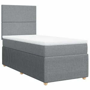 Boxspring met matras stof lichtgrijs 90×200 cm Boxspring met matras stof lichtgrijs 90×200 cm