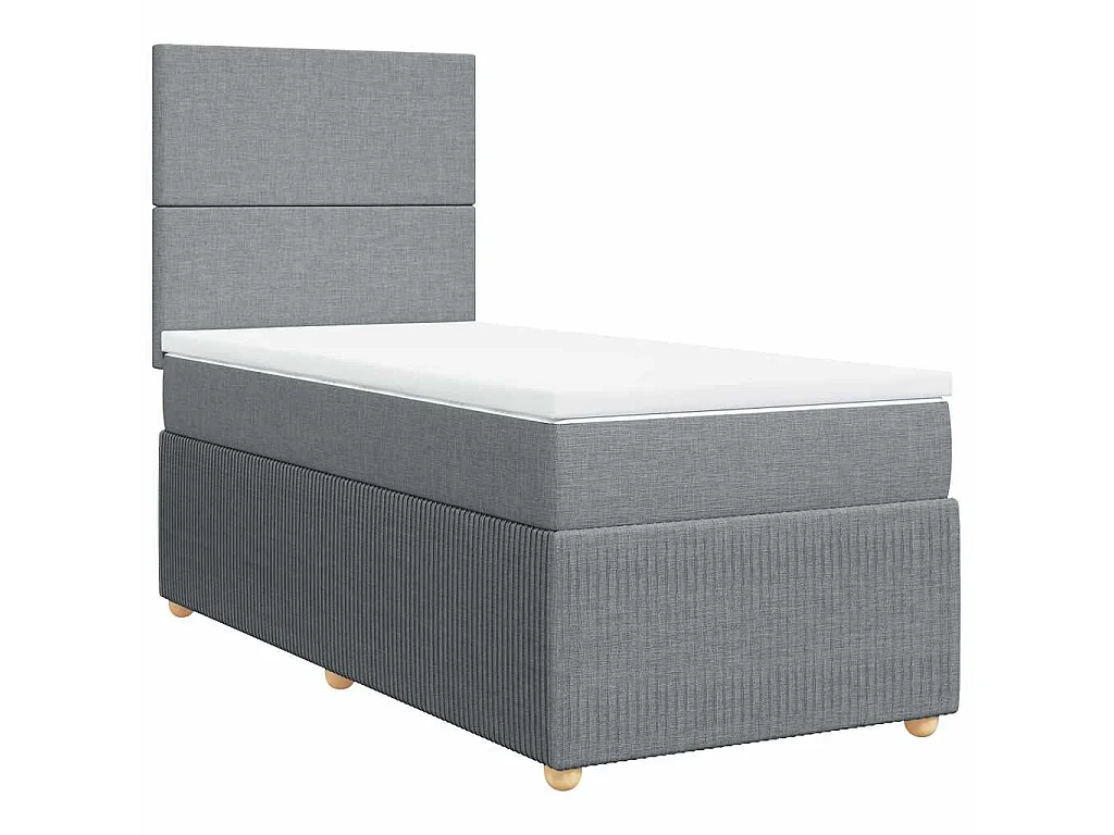 Boxspring met matras stof lichtgrijs 90x200 cm