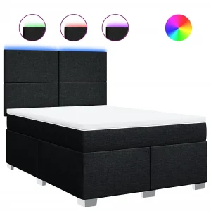 Boxspring met matras stof zwart 160×200 cm Boxspring met matras stof zwart 160×200 cm
