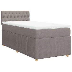 Boxspring met matras stof taupe 100×200 cm