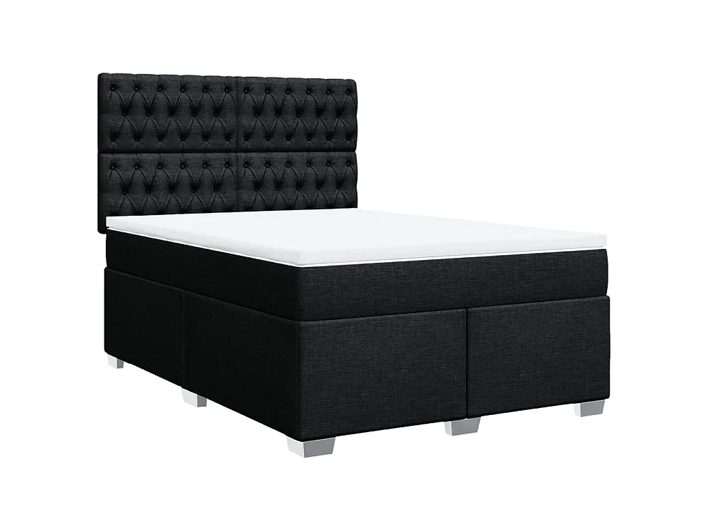 Boxspring met matras stof zwart 140x200 cm