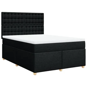 Boxspring met matras stof zwart 140×200 cm Boxspring met matras stof zwart 140×200 cm