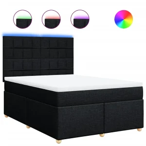 Boxspring met matras stof zwart 160×200 cm Boxspring met matras stof zwart 160×200 cm
