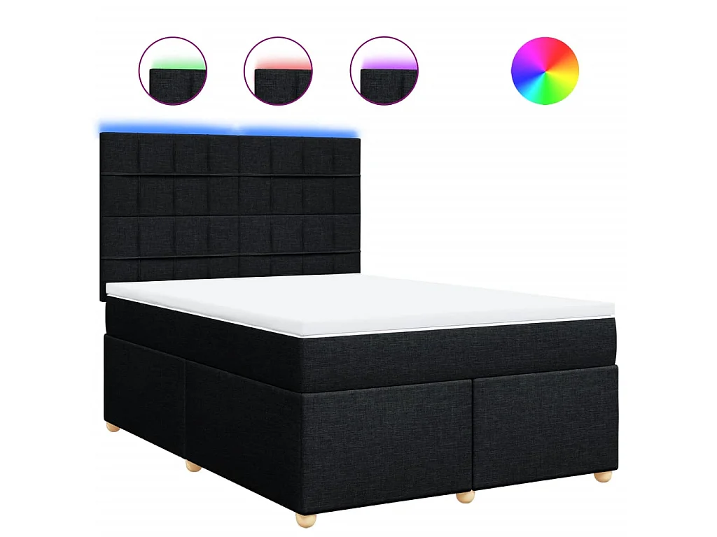 Boxspring met matras stof zwart 160x200 cm