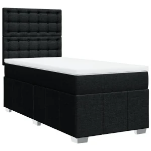 Boxspring met matras stof zwart 80×200 cm Boxspring met matras stof zwart 80×200 cm