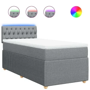 Boxspring met matras stof lichtgrijs 90×200 cm Boxspring met matras stof lichtgrijs 90×200 cm