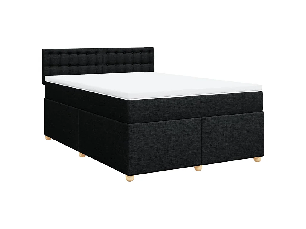 Boxspring met matras stof zwart 140x190 cm