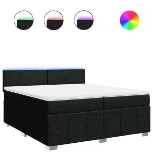 Boxspring met matras stof zwart 200×200 cm Boxspring met matras stof zwart 200×200 cm